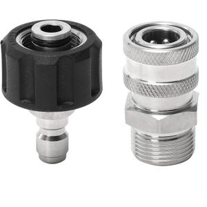 RIDGE WASHER Pressure Washer Adapter Set, Stainless Steel, Gun to Wand, M22 to 1/4'' Quick Connect (Stainless Steel-1 Set)