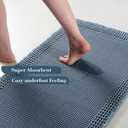 RESARE Waffle Bathroom Runner Rugs, Super Absorbent Bath Mat Non Slip Washable Quick Dry, Upgraded Ultra Soft Boho Bath Rugs with Tassels for Hallway Bedroom Laundry Room, 2'x4'(24"x48"), Blue