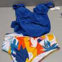 Beachsissi Women's Cute Swimsuits V Neck Tummy Control Tankini Set (X-Large, Blue)