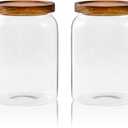 Sweejar Glass Jars for Laundry Room Organization, 90 ounce Laundry Pods Container, Glass Food Storage Jars with Airtight Lid, 2 Pack, Press Lid