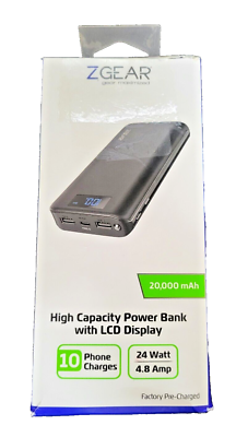 ZGEAR High Capacity Power Bank with LCD Display 20000 mAh