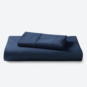 Zaizaihome 600 Thread Count Fitted Sheet Twin Size, 100% Egyptian Cotton, 2-Piece Set (1 Fitted Sheet, 1 Pillowcase), Sateen Weave, Ultra Soft Breathable,16" Deep Pocket Bed Sheet, Navy Blue