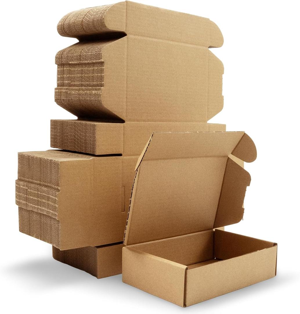 100 Pack Small Shipping Boxes, 5.9 x 3.9 x 1.5 Inch Mailing Cardboard Boxes Corrugated Mailer Packaging Supplies for Small Business Gift Present, Brown