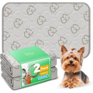FXW Washable Pee Pads for Dogs, Leak-Proof & Non-Slip, Specifically Designed for 18inch Cages, 11" x 17" Rectangle, Khaki, 2 Packs