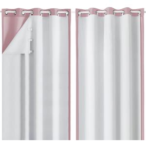 Simplebrand 100% Blackout Greyish White Curtain Liners 2 Panles Set, 100% Darkening Blackout Thermal Insulated Curtain Liner for 95 96 Inch Living Room Curtain with 18 Pieces Rings, 50W x 92" L
