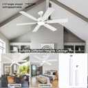 FUMLTP 56inch Modern White Ceiling Fans with Lights and Remote/App Control, Dimmable LED, Reversible DC Motor, Noiseless, 6 Double-Side Blade Low Profile Ceiling Fan for Livingroom Indoor/Outdoor Use