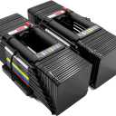 PowerBlock Elite USA 90 Pound Adjustable Dumbbells, Sold in Pairs, 10-90 lb. Dumbbells, Durable Build, Innovative At Home Workout Equipment, Includes Stage 1, 2 & 3 Expansions Gray