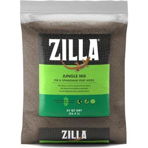 Zilla Pet Reptile Terrarium Substrate Bedding, Jungle Mix, for Frogs, Rainforest Geckos, Toads and Snakes, 24 Quart