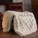 BENVWE Faux Fur Throw Blanket for Couch - Thickened Fluffy Soft Bubble Blanket for Living Room Home Decor - Fathers Day Birthday Gifts for Women Men, White, 50" x 60", 1300GSM