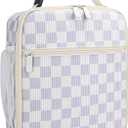 Lunch Box for Women Men Adult Insulated Lunch Bag Women Men Small Reusable Lunchbox for Work Picnic Travel (Beige-Purple Plaid)
