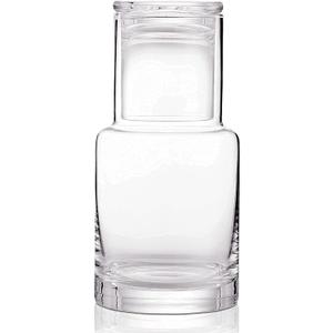 Bedside Carafe and Glass Set, Use Tumbler as Lid Night Table Water Carafe for Nightstand, Mouthwash Dispenser Pitcher with Glass Cup for Keeps Water Clean in Bedroom, Bathroom, or Kitchen