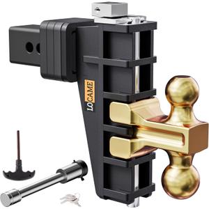 LOCAME Adjustable Trailer Hitch, Fits 2.5-Inch Receiver, 6-Inch Drop/Rise Drop Hitch, 28,000 LBS GTW-Tow Hitch for Heavy Duty Truck, Solid Ball Mount, LC0078