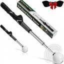 Retractable Golf Swing Trainer, Training Aid with Grip Trainer, Click Feedback for Tempo & Swing Mechanics, Weighted Indoor Practice Stick for Home Office, Gift for Men&Lady Beginners
