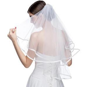 Bride Squad Lightweight Tulle Wedding Veils for Brides Veils for Women Wedding Double Layer Bridal Veil with Soft Scalloped Edging with Comb
