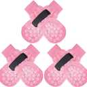 EXPAWLORER Anti-Slip Dog Socks to Prevent Licking Paws,Dog Shoes for Hot/Cold Pavement,Best Paw Protector Traction Control on Hardwood Floor,Dog Booties for Puppy Small Medium Large Senior Dogs (Small (6 Count), Pink)
