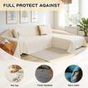 MYSKY HOME Couch Cover for Sectional Sofa, 2 Pieces Chenille Couch Covers for L Shape Sofa Cover, Furniture Protector for Pets, Kids, Sofa Slipcover for 2-3 Cushion Couch (71"x118"+71"x118", Beige)