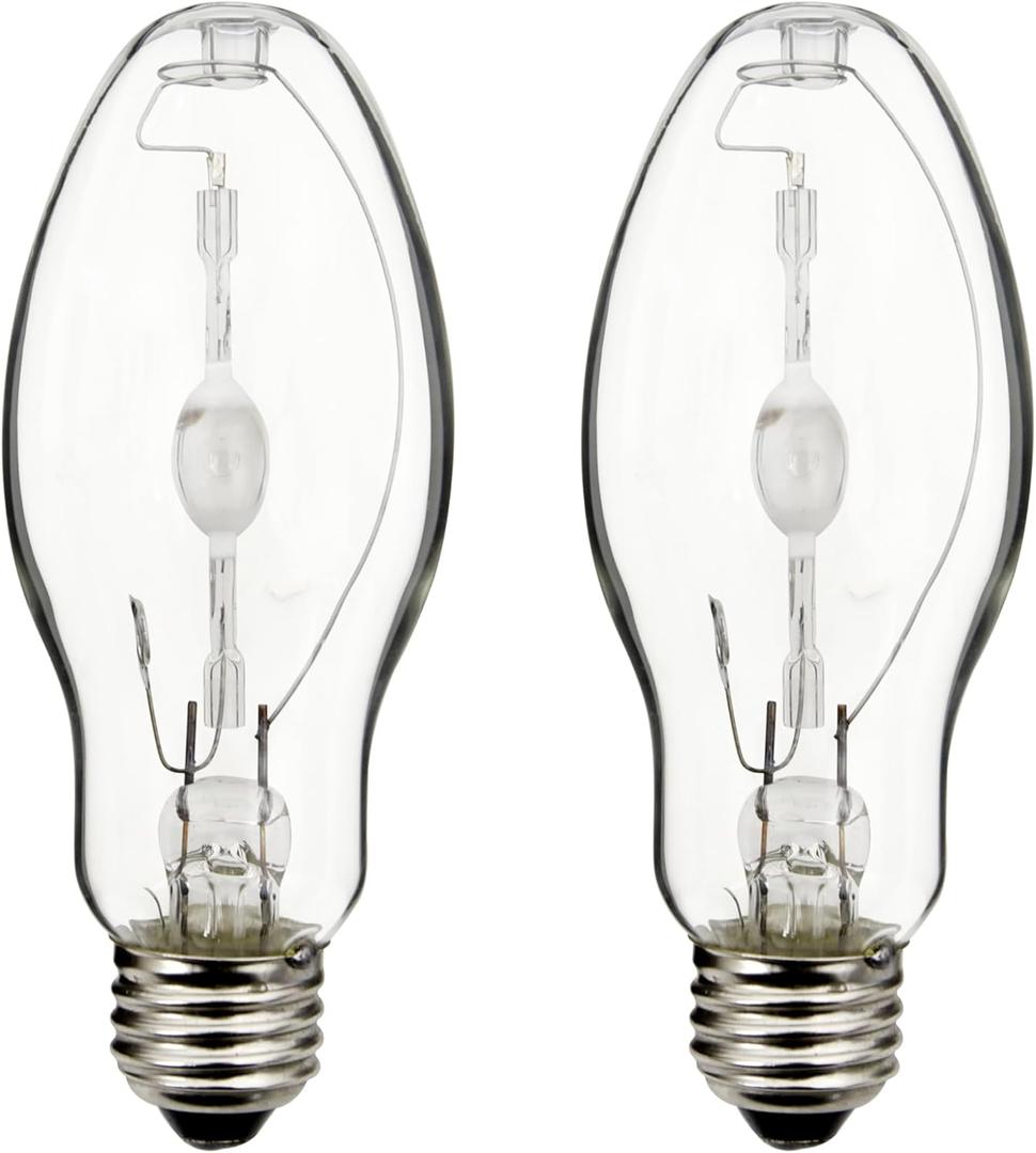 Bluex Bulbs, 2 Pack MH150/U/MED 150W Metal Halide Bulb Pulse Start ED17 Medium Base E26 Clear HID Lamp 14000 Lumens