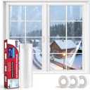 Window Insulation Kit  63" x 394" Rolled Shrink Film with Double-Sided Tape for Up to 10 3' x 5' Windows, Window Plastic for Winterizing, Easy to Install & Energy Saving