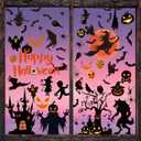 XZENTIRA 64 PCS Halloween Window Clings 9 Sheets Black Scary Bat Ghosts Pumpkin Double-Sided Window Stickers for Happy Halloween Party Decoration Glass Dcor Indoor and Outdoor