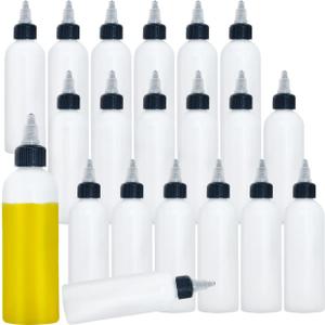 Meirrnyyu 20 Pcs 4 Oz Plastic Squeeze Condiment Bottles with Twist-on Cap Lids,Sauce Bottle with Squeeze Top,Squirt Condiment Bottles for Ketchup,Mustard,Olive Oil and More
