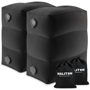 Maliton Inflatable Foot Rest Pillow, Toddler Airplane Travel Bed, Kids Car Seat Footrest, Adjustable Height Pillow for Home, Office (Black, 2 pack)
