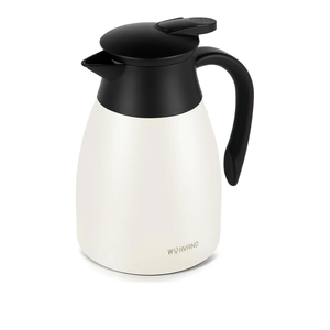 WYHVAND 34 Oz Thermal Coffee Carafe, Stainless Steel Insulated Vacuum coffee crafts to keep coffee hot, 1 Liter Tea Water Coffee and Beverage Dispenser (Cream)