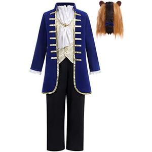 IBAKOM Prince Charming Costume Boys Beast Colonial Halloween Cosplay Outfits Medieval Royal King Knight Dress Up M