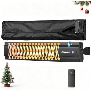 Outdoor Heater for Patio, 1500W Wall-Mounted Heater, Patio Heaters for Outdoor Use, Waterproof, Carbon Fiber Tube, for Backyard Gazebo Garage Black