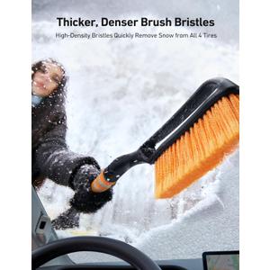 AstroAI 27" Snow Brush and Ice Scrapers for Car Windshield, Detachable Snow Scrapers with Ergonomic Foam Grip for Cars, Trucks, SUVs (Heavy Duty ABS, PVC Brush, Orange)