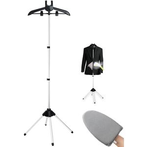 Foldable Garment Steamer Stand with Ironing Gloves for Clothes,Adjustable Steamer Rack with Two Clips for Suit Shirt Overcoat Vest,Steam Iron Stand for Bedroom Cloakroom,Steamer Hanger for Travel