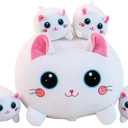 Cat Plush Stuffed Animals with 4 Kitties Plushies,16" Soft Jumbo Pillow Gifts for Kids Him Her Girlfriend Boyfriend