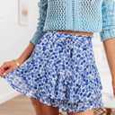 Flowy Shorts for Women Casual Cute Floral Skorts Chiffon Ruffle Tennis Mini Skirts Butterfly Summer Boho Shorts (Blue, S)