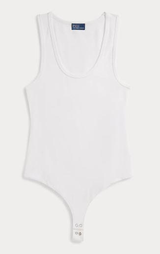 Ralph Lauren Bodysuit for Women Sleeveless Backless Tank Top Sharp Collection White, S