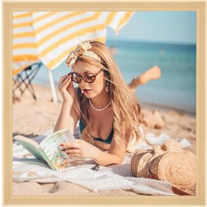 Wood Frame, Rustic Natural Wooden 20x20in Poster Picture Frame, Modern Beige Woodgrain 20 x 20inch Gallery Wall Photo Frame with HD Plexiglass, Horizontal Vertical Wall Mounting Display 1pcs