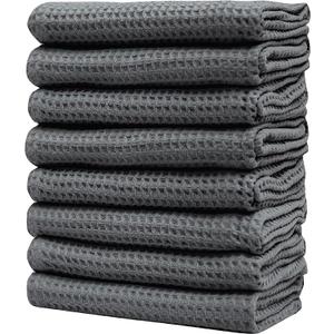Premium Dish Cloths (12”x 12”, 12 Pack) – Waffle Weave Dish Cloth – 270 GSM – Cotton Kitchen Dish Cloth Set – Highly Absorbent Dish Towels Set with Hanging Loop (Grey)