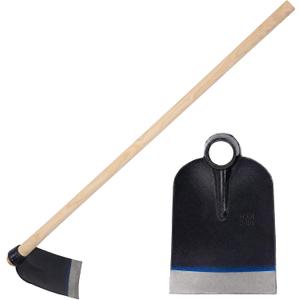 51 Inch Wood Handle Grub Hoe, 7-1/2'' Blade Width, 1-3/4'' Eye Hole, Heavy Duty Steel Garden Hoe for Grubbing Tough Soil, Garden Hacking, Farming, Landscaping, Yard Digging and Weeding