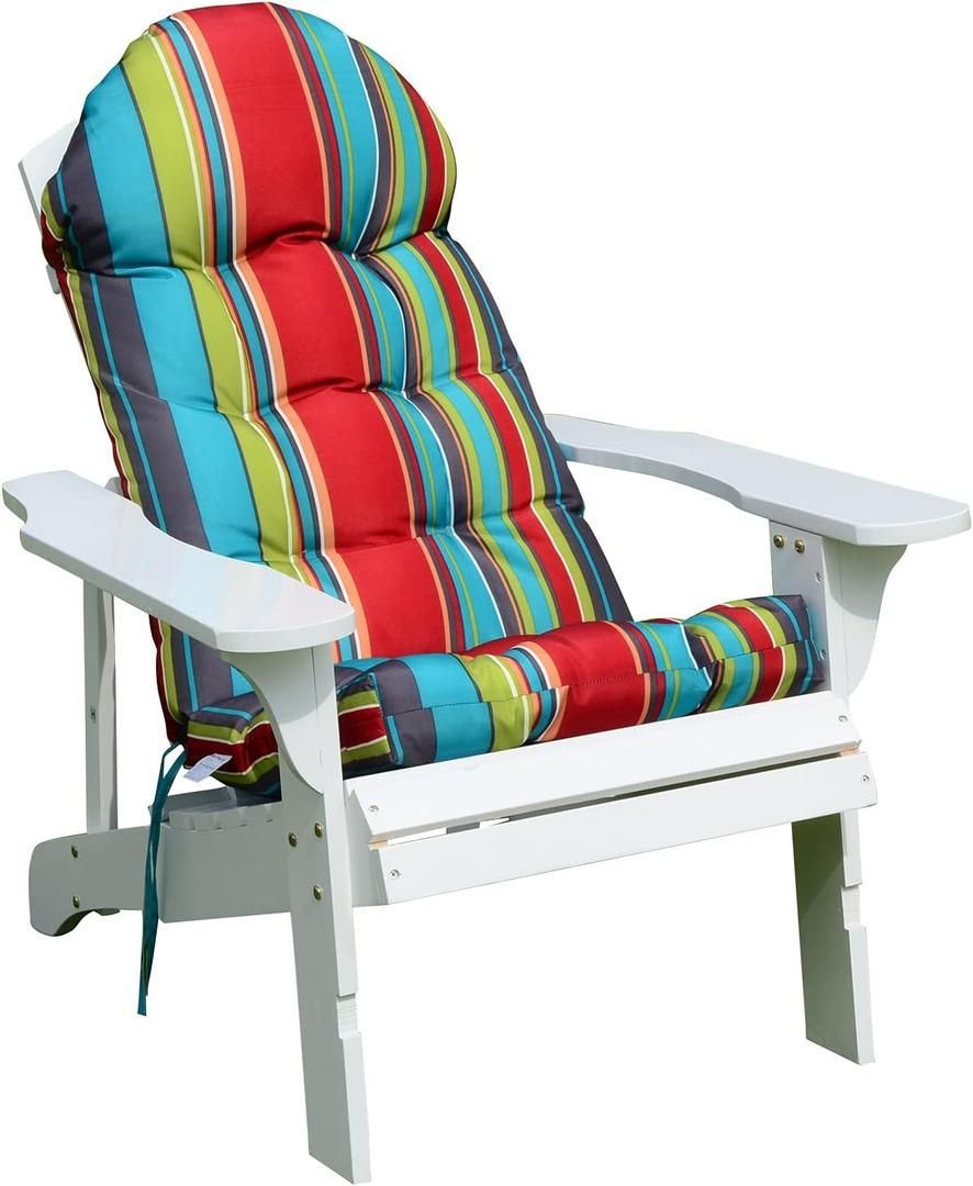 Enipate Weather Resistant Adirondack Chair Cushions High Back Indoor Outdoor Patio Tufted Lounge Cushion Seat Pads (Striped Red)