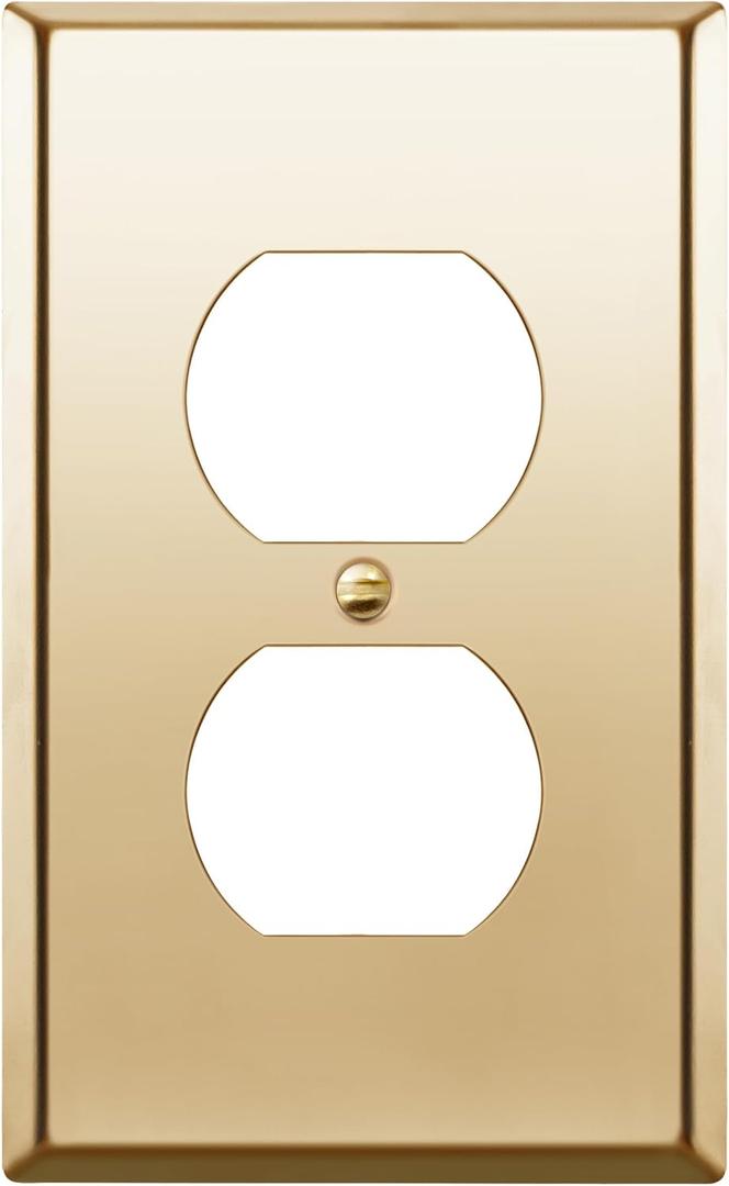 ENERLITES Duplex Receptacle Outlet Metal Wall Plate, Stainless Steel Outlet Cover, Corrosion Resistant, Size 1-Gang 4.50" x 2.76", 7721-PB, Stainless Steel 201, Polished Brass, Gold