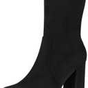 Allegra K Women's Stretch Round Toe Block Heel Sock Ankle Boots (7.5)