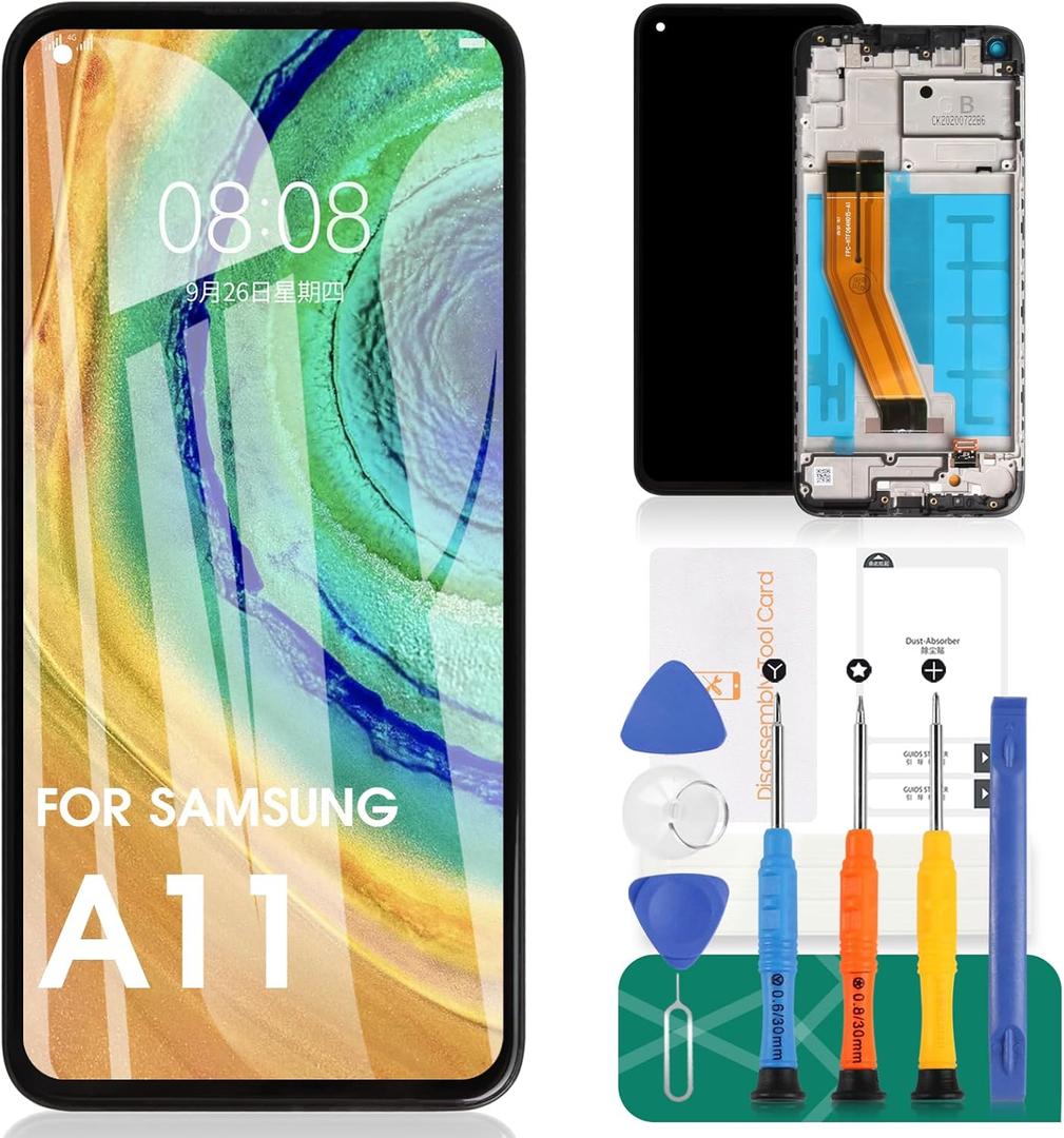 for Samsung Galaxy A11 LCD Screen Replacement A115 LCD Display SM-A115F/DS Touch Digitizer Compatible with SM-A115F SM-A115M SM-A115M/DS with Frame Assembly Repair Parts Kits(Not Fit A115A,A115U)