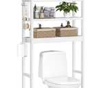 SONGMICS Over The Toilet Storage, 4-Tier Over Toilet Bathroom Organizer with Adjustable Shelves, 10.2 x 24.8 x 72.8 Inches, Space-Saving, Cloud White UBTS041W01