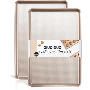 2 Pack Half Sheet Baking Pans,Commercial Quality Baking Sheet Pan Set,Carbon Steel Cooking Pans, Non Stick Baking Sheet for Oven,Large Thick Cookie Tray Pans for Baking17.5 * 11.8 * 1inch