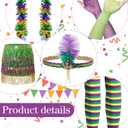 SATINIOR 8 Pcs Mardi Gras Costume Set Women, Tutu Skirt Outfit with Feather Boa & Headband, Carnival Party Favor Accessories (M)