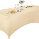 LZY Spandex Table Covers 6 Feet, Stretch/Fitted Table Covers for 6 Feet Folding Table, Rectangular Spandex Table Cloths for Wedding Party or Event (6FT-2PCS, Champn) (72" x 30" (Rectangle) 2PACK)