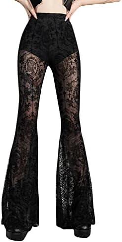 Instobig Gothic Black Pants Grunge Bottoms High Waisted Boho Hippie M