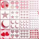 16 Pcs Reusable Painting Stencils for Adults, 4 Sizes Heart Moon Star Circle Templates for DIY Crafts, Drawing on Canvas, Wood, Fabric, Wall Decor (Not a Toy)
