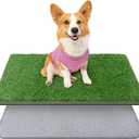 Dog Grass Mat with Pee Pad,Small Litter Box Indoor Artificial Grass Potty Training Pads for Dogs Tray Doggies Washable Reusable Puppy Pads Leakproof Pee on Outdoor Patio Balcony Apartment (18''x30'', Gray)