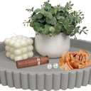 Oval Tray for Coffee Table Dcor 13" Concrete Modern Decorative Trays Home Dcor Accents -Circle Coffee Table Centerpieces - Island Decor Contemporary Decor Tray (Premium Grey)