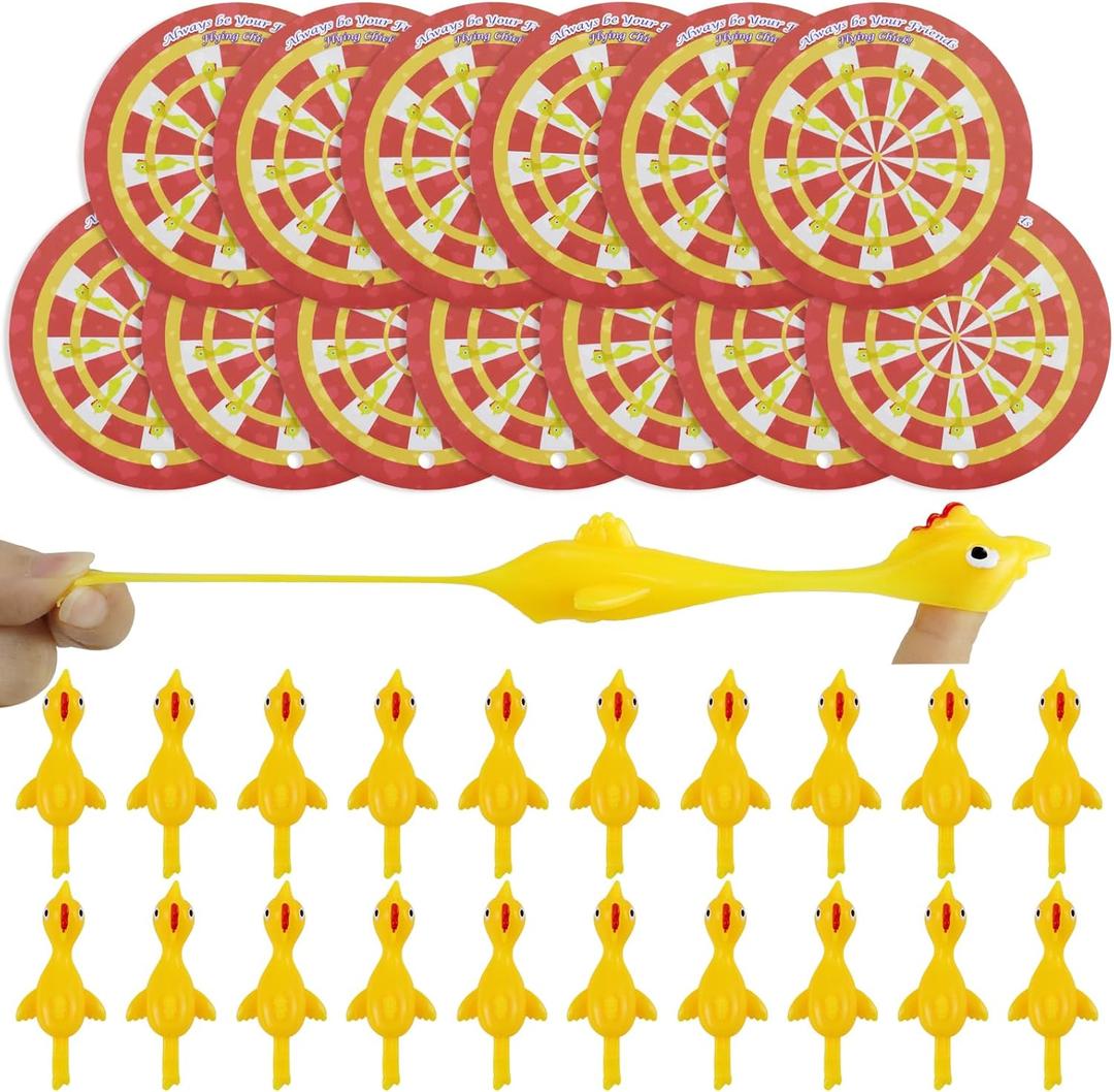 Valentines Day Cards for Kids School 36pcs Flying Chicken Slingshot Toys with Valentine Cards, Valentine Exchange Cards for Boys Girls Toddler School Class Classroom Party Favors