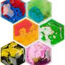 Art3d Hexagon Sensory Fidget Liquid Motion Tiles for Kids, Toddler, Teens - Interactive Soft Gel Liquid Play Mats for Home, Schools, Playrooms, Multi-Pack of 6 Tiles (3  5.1", Multicoloured - Style 5)
